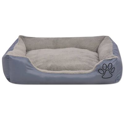 vidaXL Кучешко легло с подплатена възглавница, размер L, сиво
