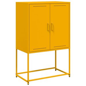 vidaXL Висок шкаф, горчица жълто, 68,5x38,5x107 см, стомана