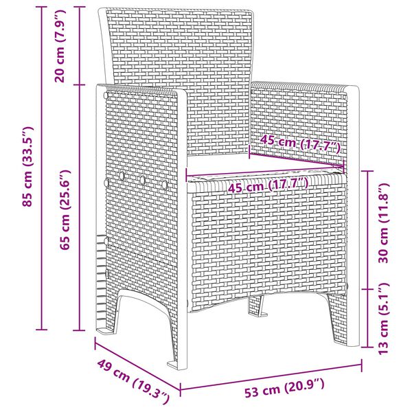 vidaXL Комплект за хранене в градината 13 pcs Антрацит Ратан Polt