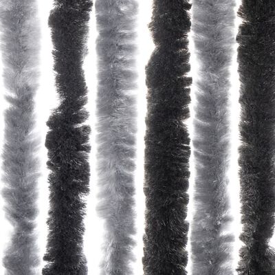 vidaXL Ресни за врата против мухи, сиво и черно, 56x185 см, шенил