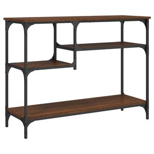 vidaXL Конзолна маса с рафтове, кафяв дъб, 100x35x75 cм