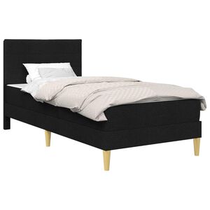 vidaXL Рамка за легло с матрак с таблото Черен 90 x 190 cm текстил