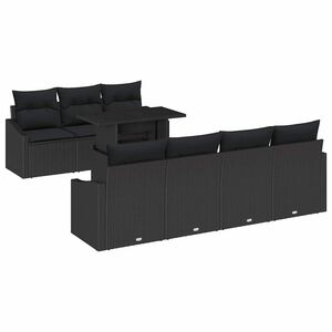vidaXL Градински Софа Комплект с възглавница 8 pcs Черно полиратан