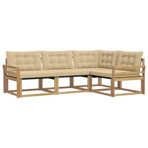 vidaXL Комплект дивани за открито с възглавница 4 pcs Бяло и Бежово