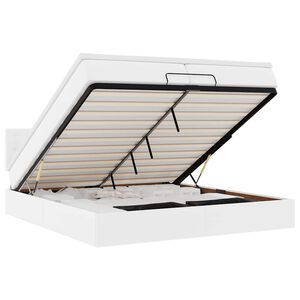 vidaXL Османска легло с матраци&LED, бяло, 200x200 см, изкуствена кожа