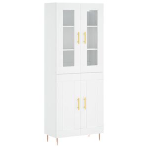 vidaXL Висок шкаф, бял, 69,5x34x180 см, инженерно дърво