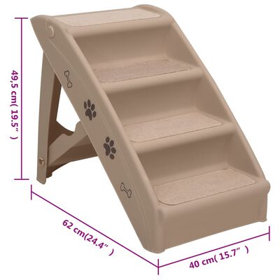vidaXL Сгъваеми стълби за кучета, кафяви, 62x40x49,5 см