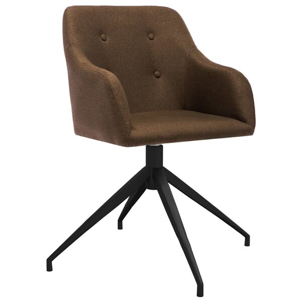 vidaXL Въртящи се трапезни столове, 4 бр, кафяви, текстил