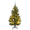 vidaXL Изкуствена коледна елха с шарнири, 150 LED и топки, 150 см