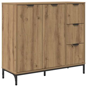 vidaXL Служебен шкаф Дъб 89,5 x 33 x 82 см Инженерна дървесина