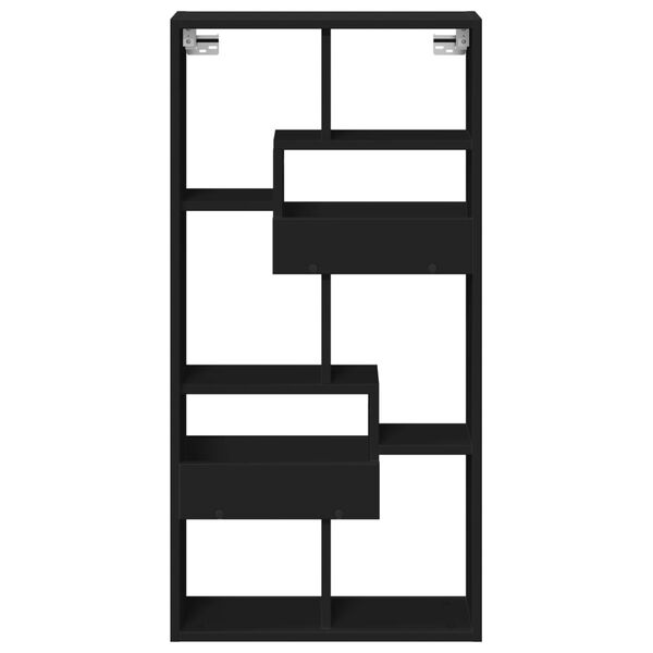 vidaXL Стенен шкаф, черен, 50x15x100 см, инженерно дърво