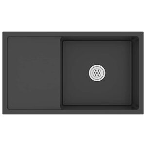 vidaXL Ръчно изработена кухненска мивка, черна, неръждаема стомана