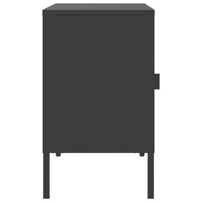 vidaXL Нощно шкафче, черно, 50x35x60 см, стъкло и стомана