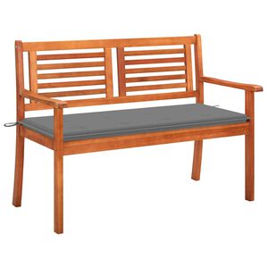 vidaXL 2-местна градинска пейка с възглавница, 120 cм, евкалипт масив