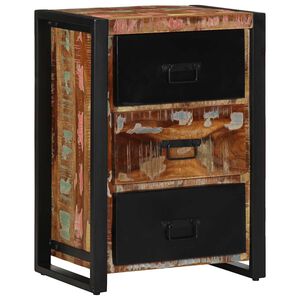 vidaXL Шкаф с чекмеджета, многоцветен, 50x35x70 см, масивна дървесина, регенерирана