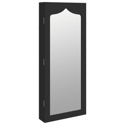 vidaXL Огледален шкаф за бижута, стенен монтаж, черен, 37,5x10x90 см