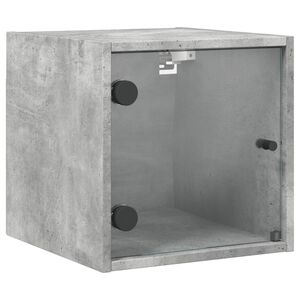 vidaXL Нощно шкафче със стъклена врата бетонно сиво 35x37x35 cm