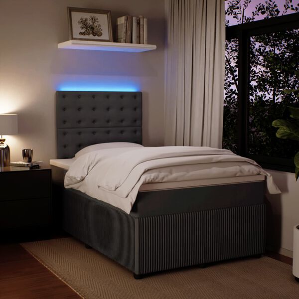 vidaXL Боксспринг легло с матрак, тъмносив, 120x190 см, кадифе