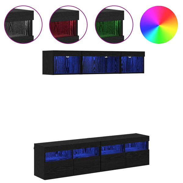 vidaXL ТВ стенни единици с LED с LED 5 pcs Черния дъб 80 х 30 х 40 см