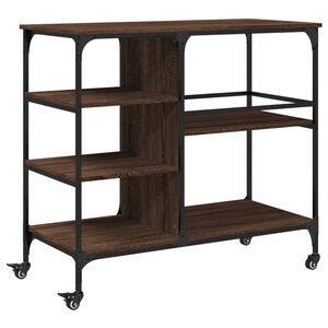vidaXL Кухненска количка, кафяв дъб, 100x45x89,5 см, инженерно дърво