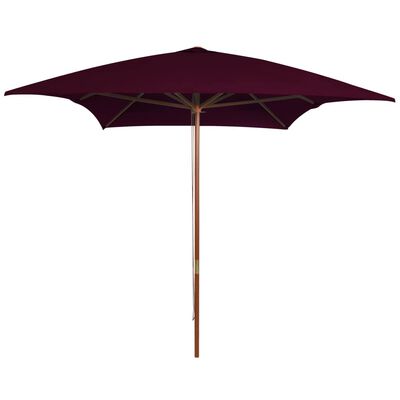 vidaXL Градински чадър с дървен прът, бордо червен, 200x300 см