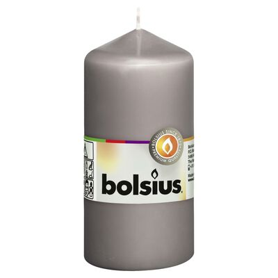 Bolsius Колонни свещи, 10 бр, 120x58 мм, топло сиви