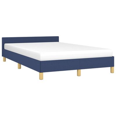 vidaXL Рамка за легло с табла, синя, 120x190 см, текстил