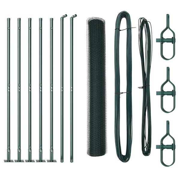 vidaXL Стълб за ограда. Зелен 10 x 1 м (25 мм мрежа) Стомана и PVC