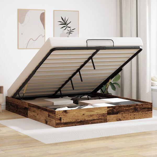 vidaXL Отоманско легло Старо дърво 193 x 120 x 25 см ПДЧ