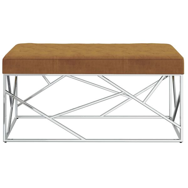 vidaXL Пейка, 97 см, кафяво кадифе и неръждаема стомана