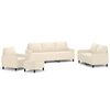 vidaXL Комплект дивани от 4 части с възглавници, кремав, кадифе