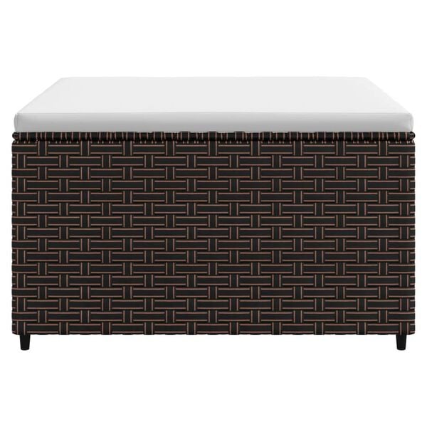 vidaXL Градинска табуретка с възглавница, кафява, полиратан