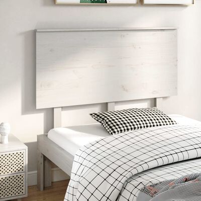 vidaXL Горна табла за легло, бяла, 124x6x82,5 см, бор масив