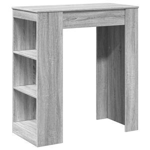 vidaXL Бар маса с рафтове, сив сонома, 95x47x103,5 см, инженерно дърво