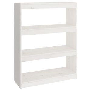vidaXL Библиотека/разделител за стая, бяла, 80x30x103,5 см, бор масив