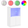 vidaXL Сайдборд с LED светлини, бял, 60,5x37x100 см