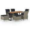 vidaXL Градински трапезен комплект, 7 части, кафяв