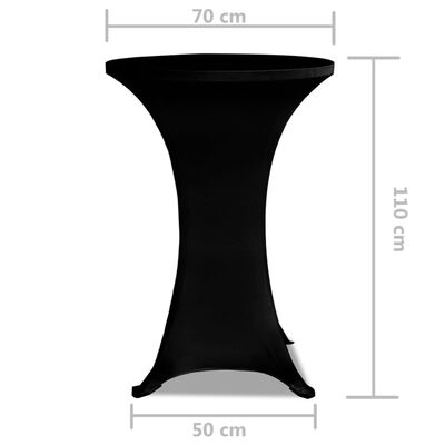 Еластични покривки за бар маси, диаметър 70 см, черни – 2 броя