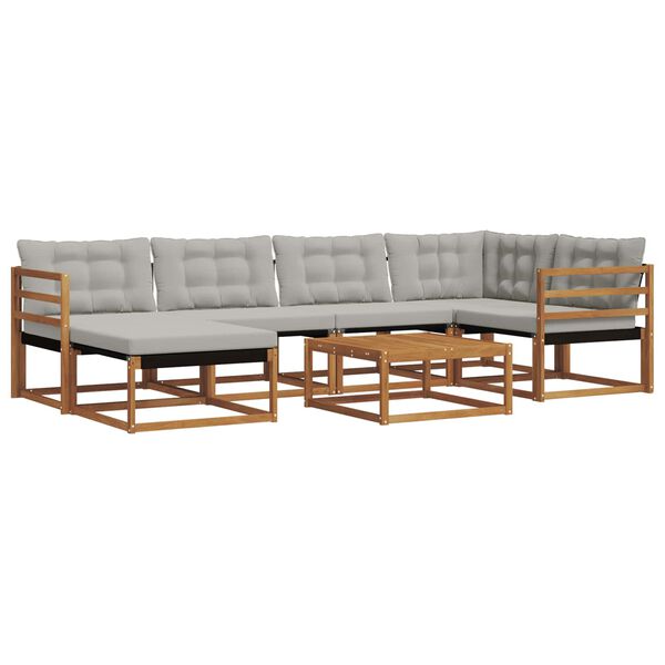 vidaXL Комплект дивани за открито 7 pcs Естествено и светло сиво