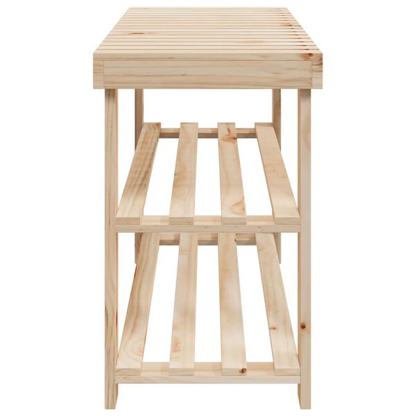 vidaXL 2-в-1 етажерка за обувки с пейка, ела масив