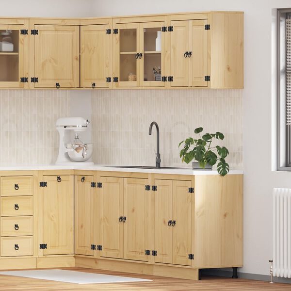 vidaXL За шкафове с рафт със съхранение 4 pcs Мед Солидно борово дърво