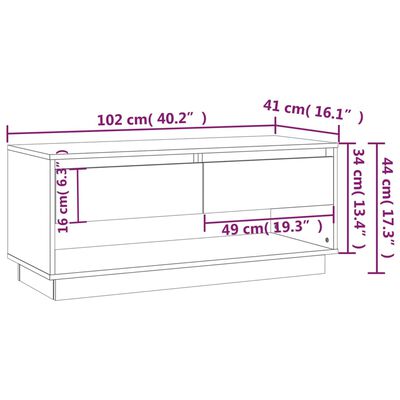 vidaXL ТВ шкаф, бетонно сив, 102x41x44 см, ПДЧ