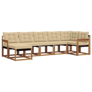 vidaXL Комплект дивани за открито 7 pcs Натурален и Бежов