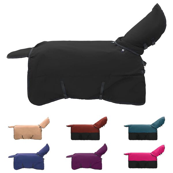 vidaXL Конско одеяло Тъмен зелен и черен 105 cm Полиестер