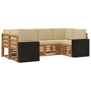 vidaXL Комплект секционен диван 6 pcs Натурален и Бежов Полиестер