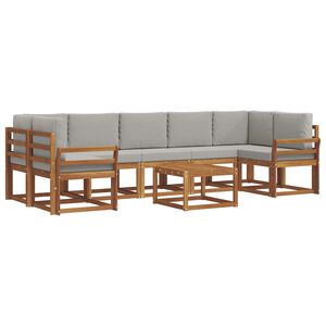 vidaXL Комплект дивани за открито 8 pcs Естествено и светло сиво
