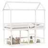 vidaXL Таванско легло със стълба и покрив, бяло, 90x190 см, бор масив
