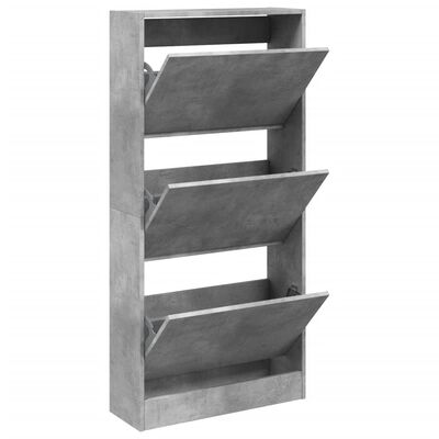 vidaXL Шкаф за обувки, бетонно сив, 60x21x125,5 см, инженерно дърво