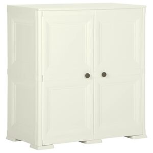 vidaXL Пластмасов шкаф, 79x43x85,5 см, дървен дизайн, ванилов лед