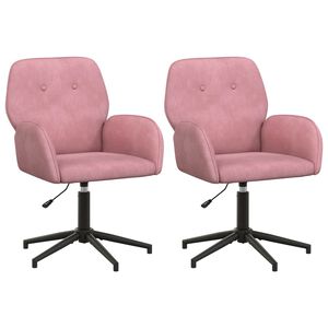 vidaXL Въртящи се бюра столове 2 бр. 54 x 55 x 90 см Розово Кадифе